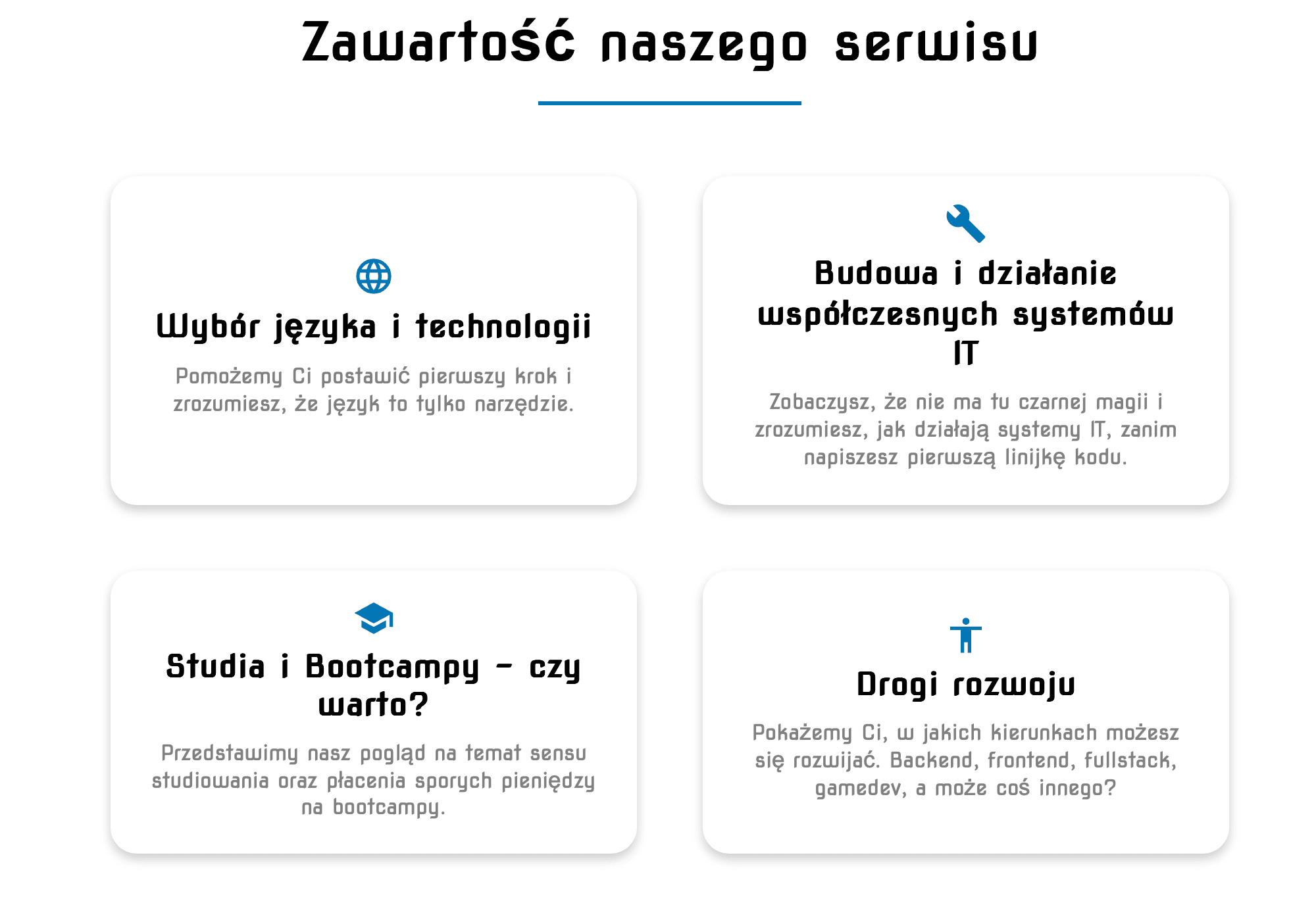 Screen from zostaneprogramista.pl – a learning platform co-created by me and two friends to guide aspiring developers into the IT industry