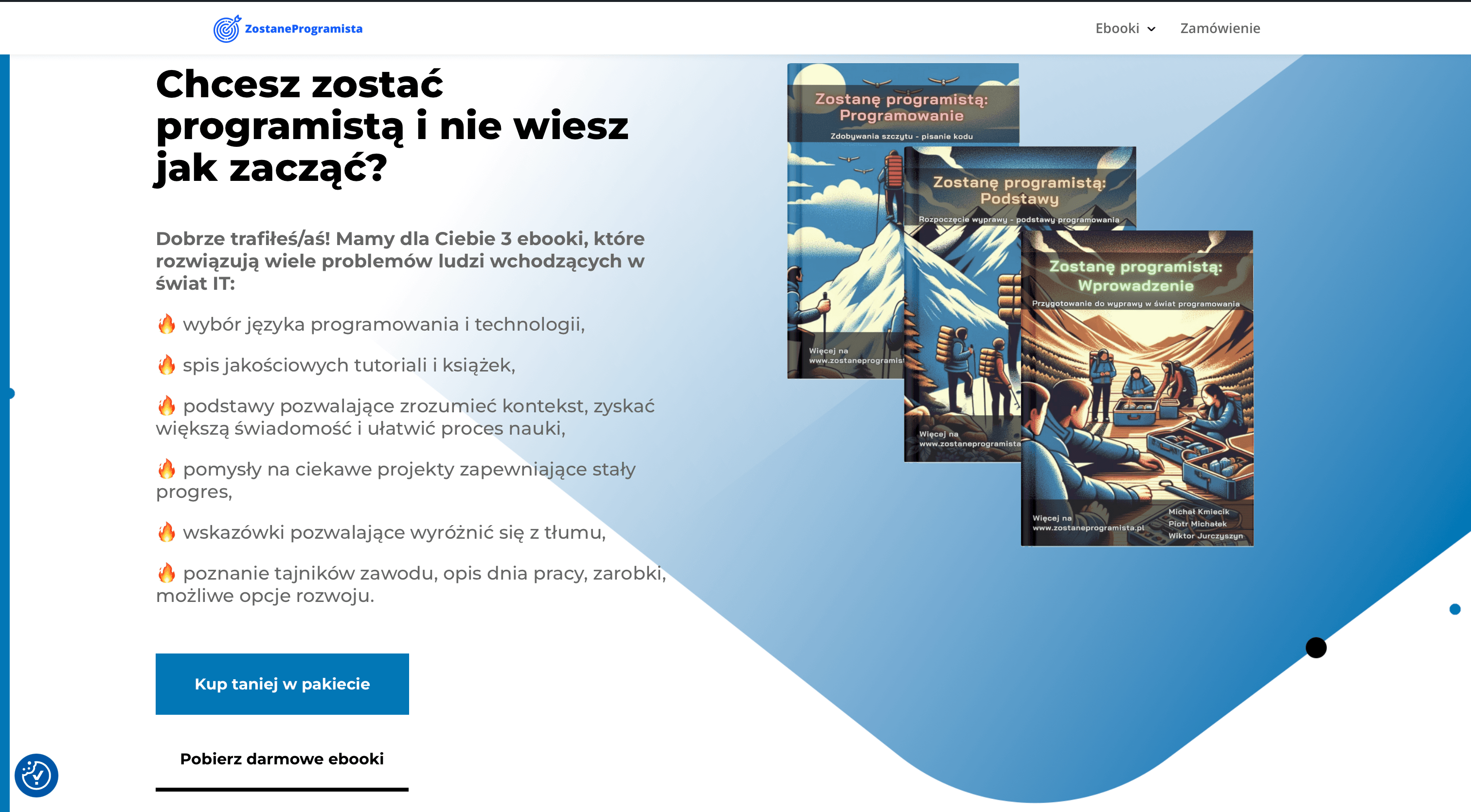 Screenshot from the new WordPress version of zostaneprogramista.pl – platform selling our IT career eBooks