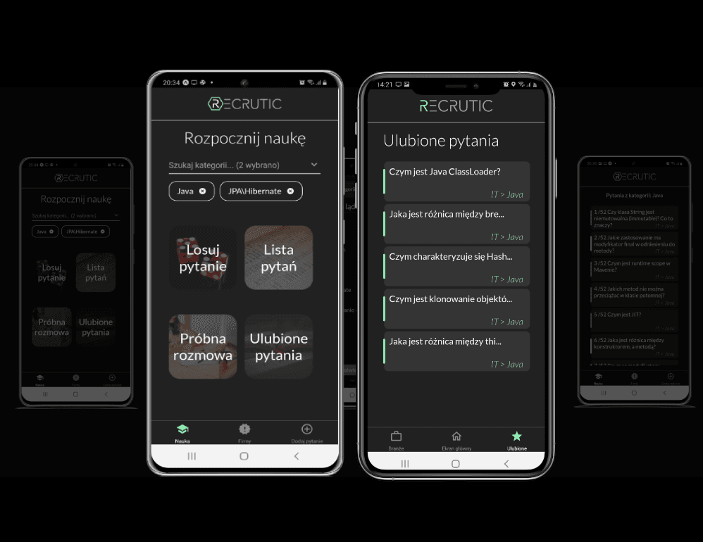 Recrutic app screenshot – Android app with IT job interview questions