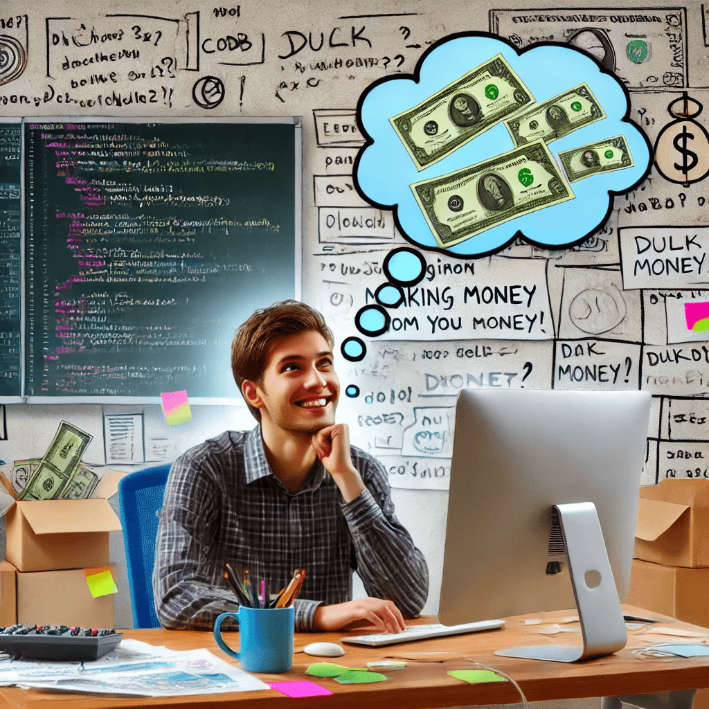 Software developer thinking about money